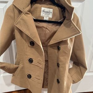 American Rag Camel Double-Breasted Pea Coat